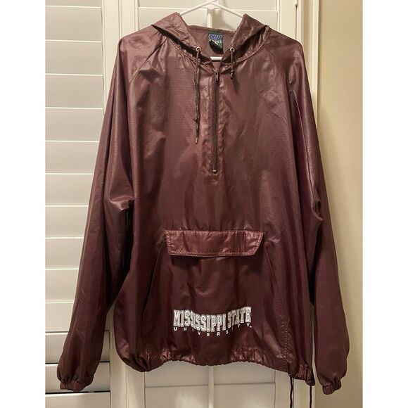 Vintage Mississippi State University MV Sport Men's Maroon Rain Jacket XXL - Picture 1 of 5